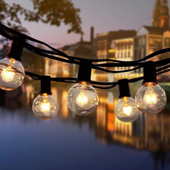 Exxen Lichtsnoer voor buiten, G40, 25 + 4 reservelampen, weerbestendig 