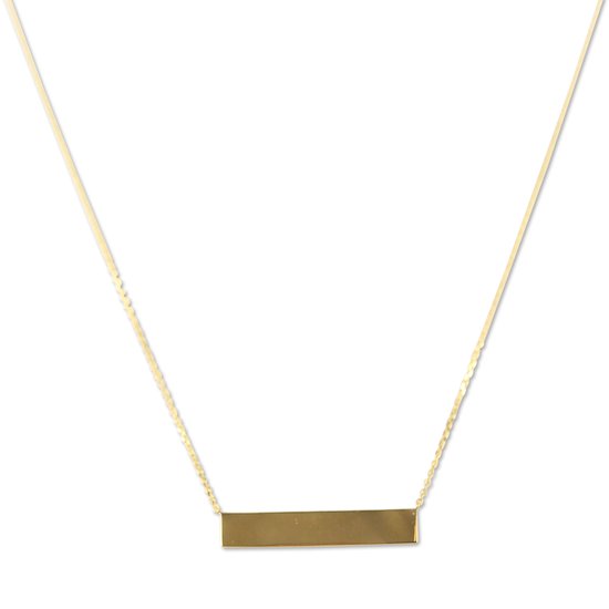 Silventi 9NBSAM-G220066 Gouden Ketting met Hanger - Dames - Plaat - 27 x 5 mm - Ankerschakel - 38 + 2,5 + 2,5 cm - 0,85 mm Dik - 14 Karaat - Goud