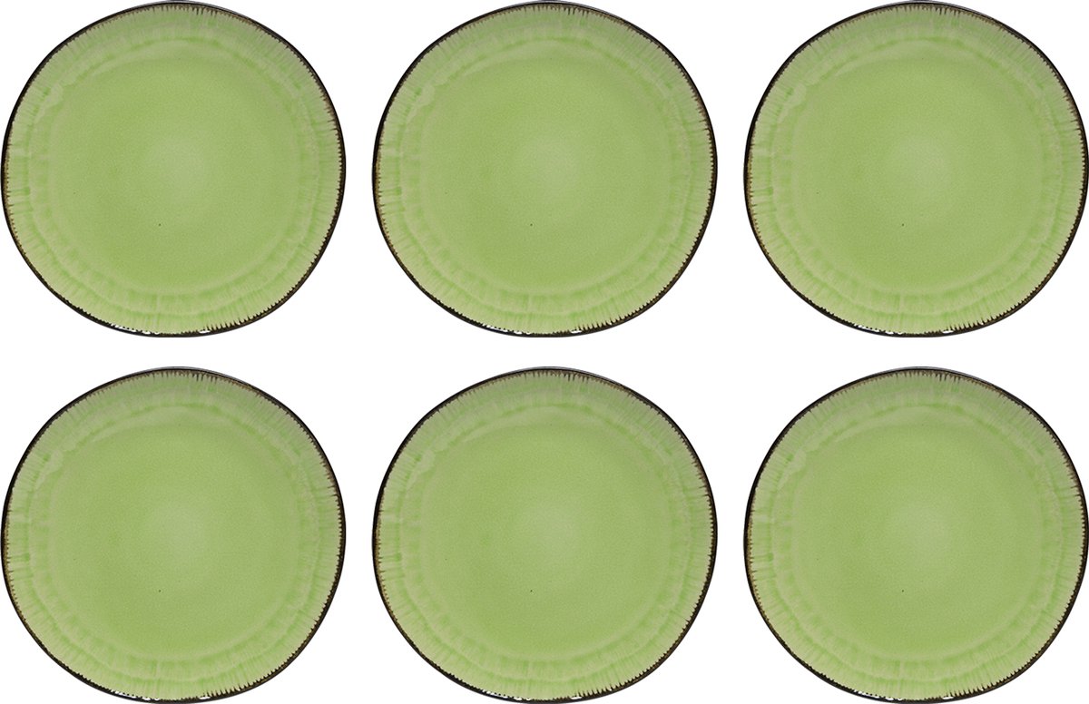 Tavola - Dinerborden - Lime Green Corfu - Groen - Lime - Ø27cm - Lichte glans - Aardewerk - 6 stuks - Servies