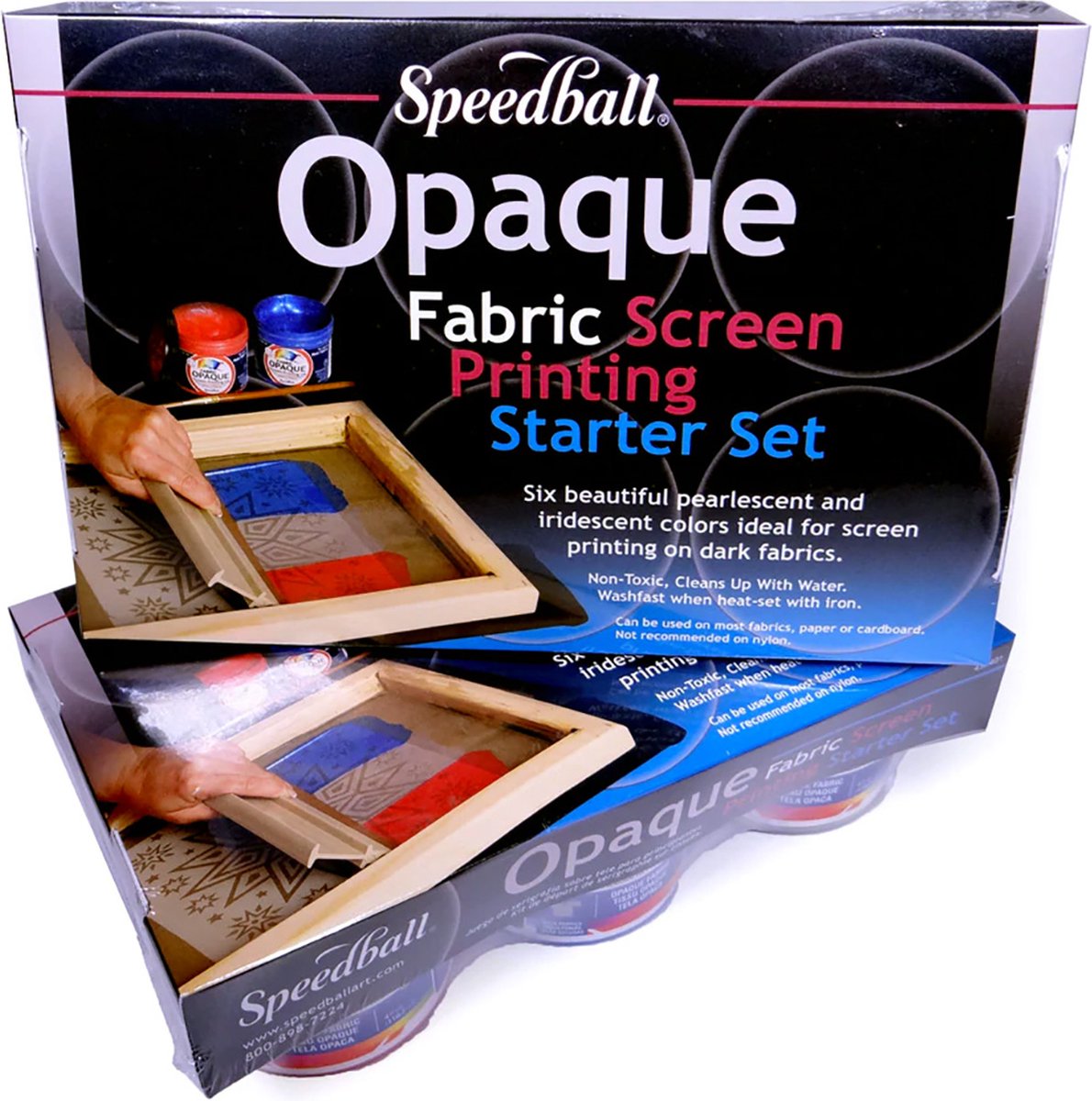 Speedball Opaque Fabric Screen Printing Starter set - zeefdruk inkt - 6 parelmoer kleuren - op waterbasis