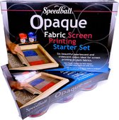 Speedball Opaque Fabric Screen Printing Starter set - zeefdruk inkt - 6 parelmoer kleuren - op waterbasis