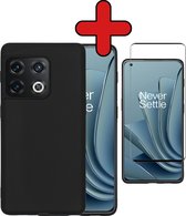 Hoesje Geschikt voor OnePlus 10 Pro Hoesje Siliconen Case Hoes Met Screenprotector - Hoes Geschikt voor OnePlus 10 Pro Hoes Cover Case - Zwart
