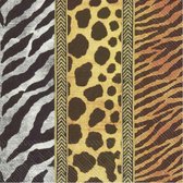 20x Animaux Safari serviettes 3 épaisseurs imprimés animaux 33 x 33 cm - Zebra - Léopard - Tigre