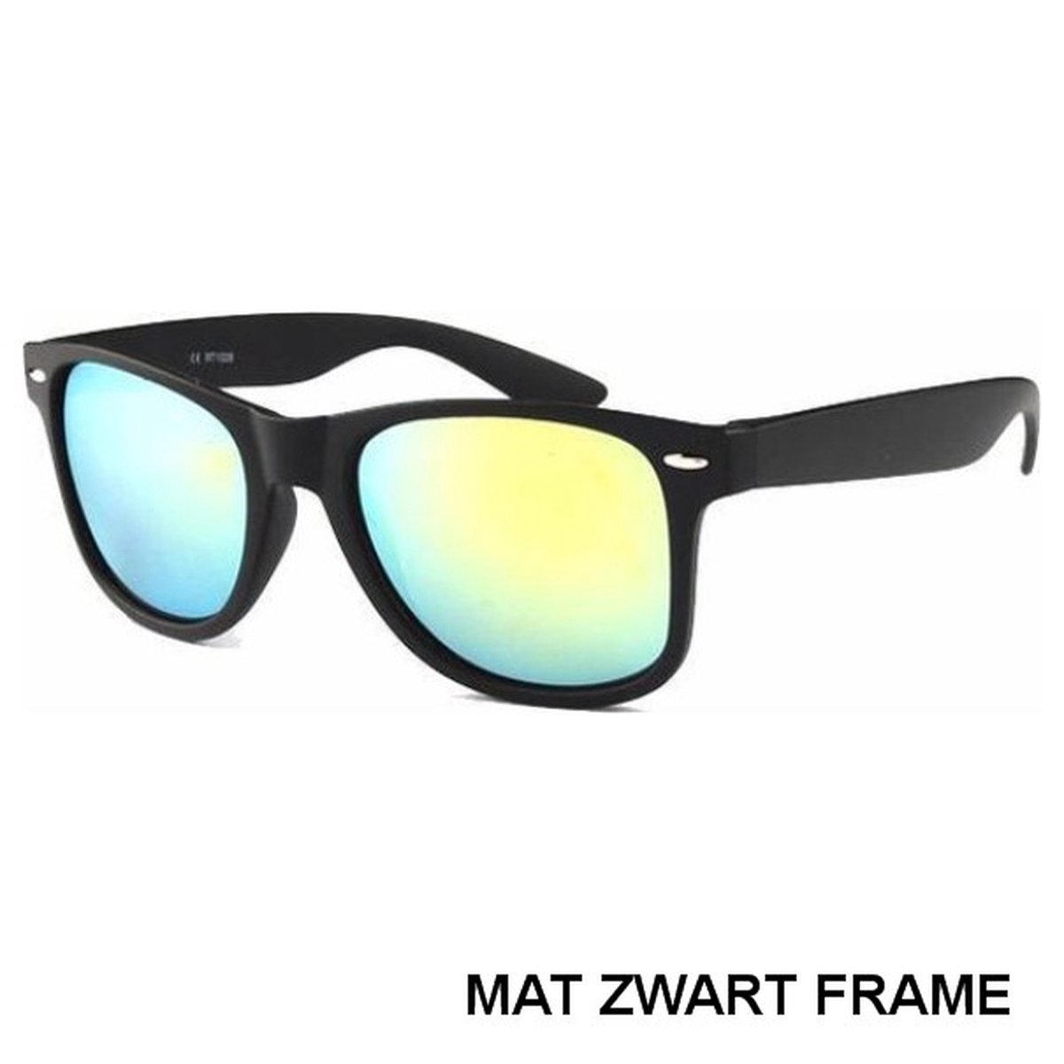 Zonnebril Mat Zwart Goud Spiegel - Merkloos