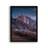 Poster Landschap met bergen bos en sneeuw in herfst Links - Natuur / Landschap / 70x50cm