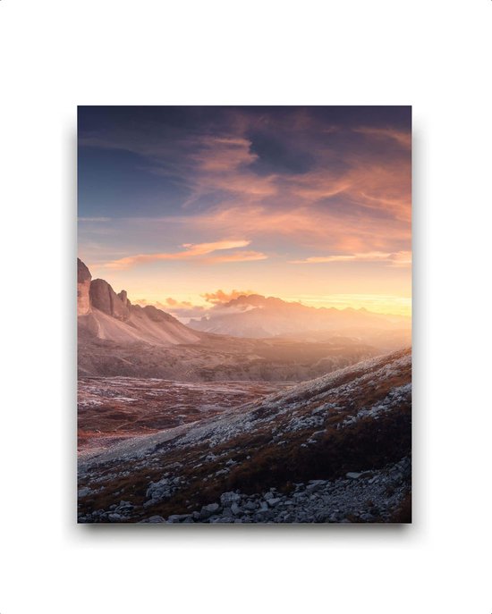 Schilderij  Landschap met bergen en sneeuw Italy Dolomieten Rechts - Natuur / Landschap / 40x30cm