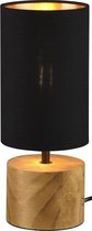 LED Tafellamp - Tafelverlichting - Torna Wooden - E14 Fitting - Rond - Mat Zwart/Goud - Hout