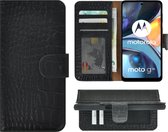 MoDo hoesje voor Motorola Moto G22 - Leer Book Case - Croco zwart