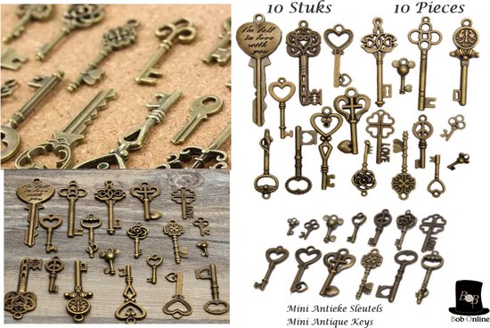 Bob Online ™ - 10 Stuks – Mini - Gemengde Ontwerpen – Vintage Sleutels –  Vintage... | bol.com