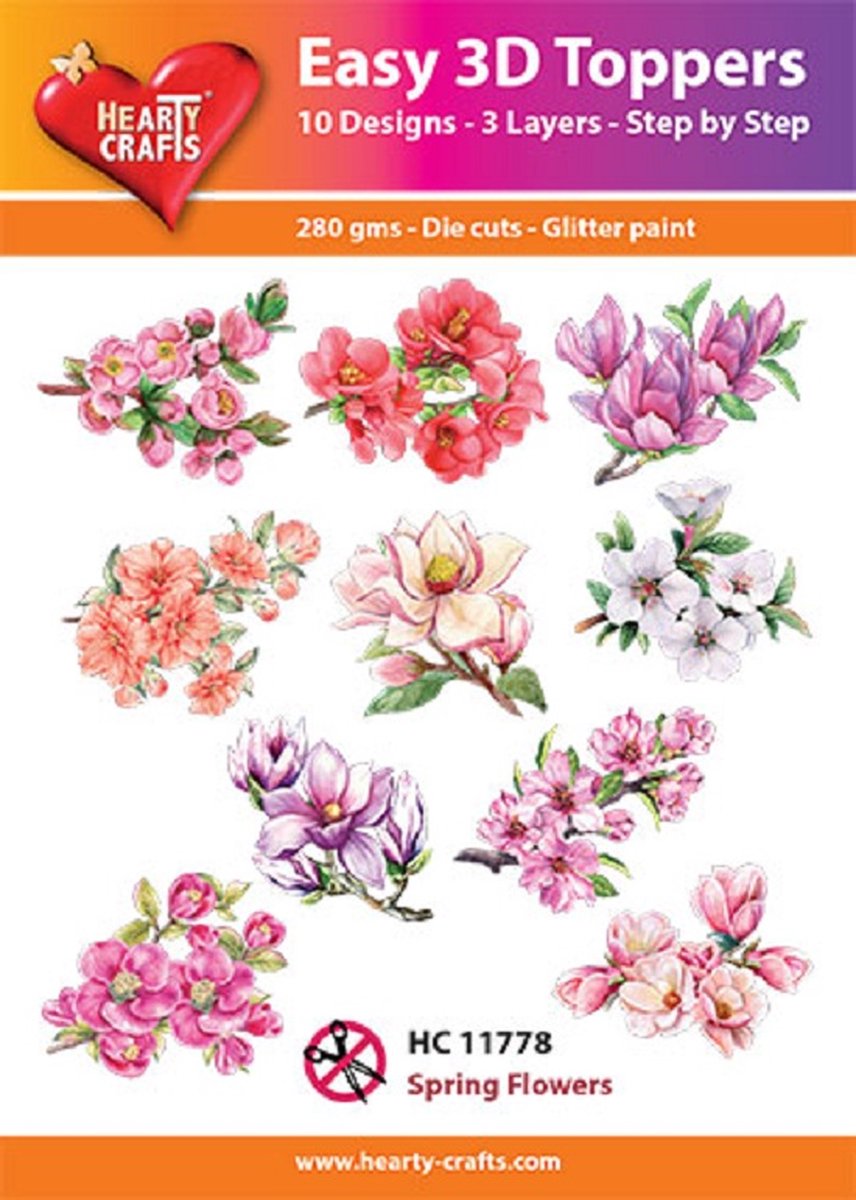 Easy 3D Topper - Spring Flowers - HC11778 - 10 verschillende - 3 lagen