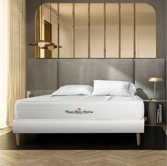 Complete boxspring met matras tweepersoons- Royal Palace Bedding Windsor wit - Traagschuim en pocketveren - 140 x 190 cm