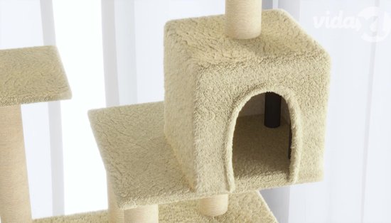 VDXL Kattenmeubel met sisal krabpalen 188 cm crèmekleurig