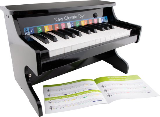 eindpunt Tussen vlam New Classic Toys Elektronische Speelgoed Piano met Muziekboekje - Zwart |  bol.com