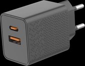 USB-C Snellader Power Adapter 20W USB-C en USB-A oplader- 2 in 1 stekker - Oplaadstekker Blokje Oplaadblokje - iphone 11/12/13 macbook huawei samsung tablets