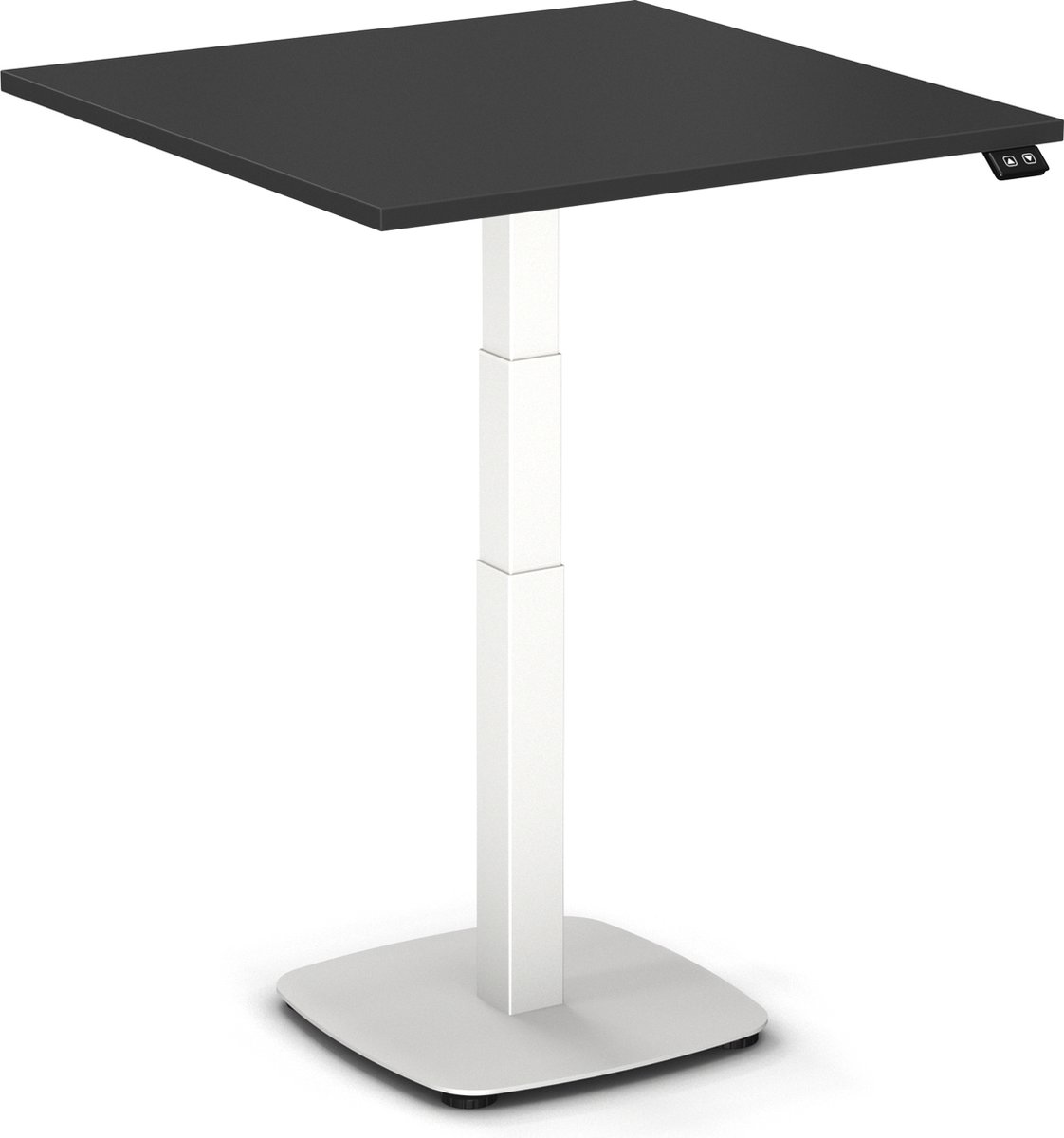Klein zit-sta bureau TinyDesk | 80 x 80 cm zwart bureaublad | wit frame