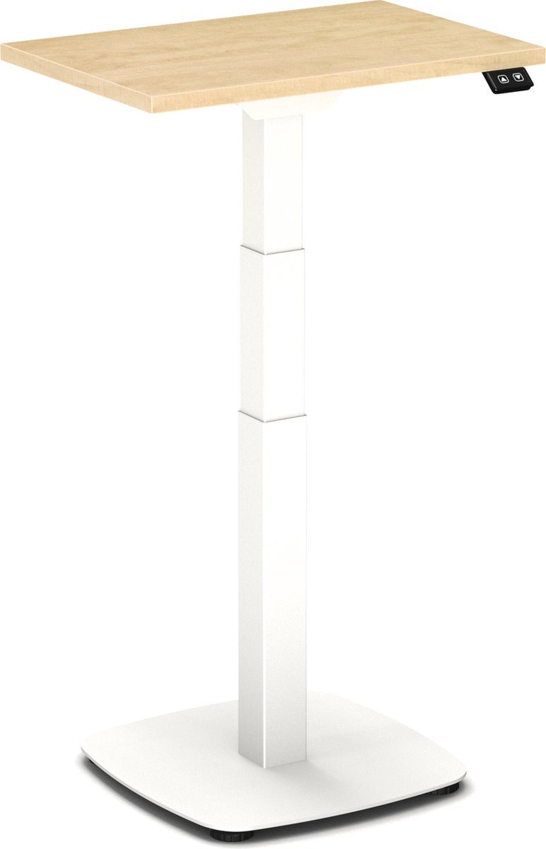 Klein zit-sta bureau TinyDesk | 60 x 40 cm natuur eiken bureaublad | wit frame