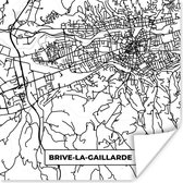 Poster Stadskaart - Plattegrond - Brive-la-Gaillarde - Kaart - Frankrijk - Zwart wit - 100x100 cm XXL