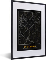 Fotolijst incl. Poster - Black and Gold – Stadskaart – Stolberg – Duitsland – Plattegrond – Kaart - 40x60 cm - Posterlijst