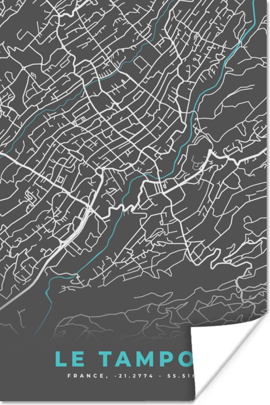 Affiche Plan de ville – France – Carte – Le Tampon – Carte - 80x120 cm