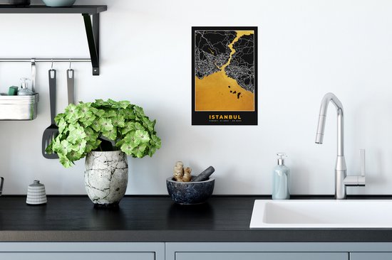 Poster Istanbul - Carte - Or - Plan de la ville - Carte - 20x30 cm