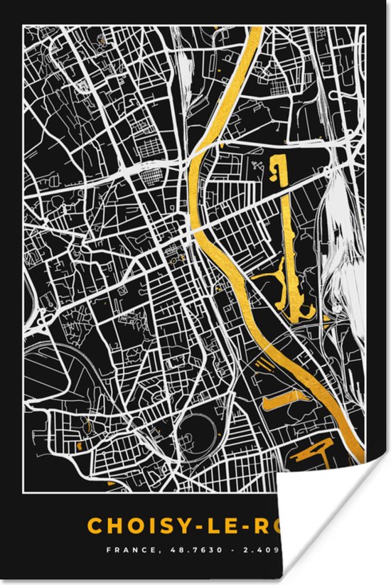 Poster Plattegrond – Kaart – Stadskaart – Frankrijk – Choisy-le-Roi - 20x30 cm