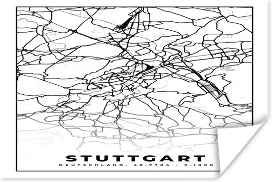 Poster Stuttgart - Stadskaart - Plattegrond - Kaart - 120x80 cm | bol
