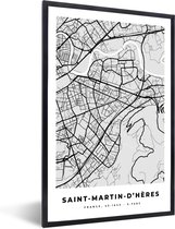 Fotolijst incl. Poster - Plattegrond - Kaart - Stadskaart - Frankrijk - Saint-Martin-d'Hères - 40x60 cm - Posterlijst