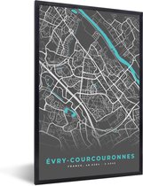 Fotolijst incl. Poster - Évry-Courcouronnes - Frankrijk - Stadskaart - Kaart - Plattegrond - 40x60 cm - Posterlijst