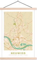 Posterhanger incl. Poster 40x60 cm - Schoolplaat - Vintage - Kaart - Neuwied - Stadskaart - Plattegrond - Textielposter - Blanke latten - Plattegrond
