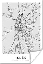 Affiche Plan – Plan de ville – Alès - Carte – France - 120x180 cm XXL