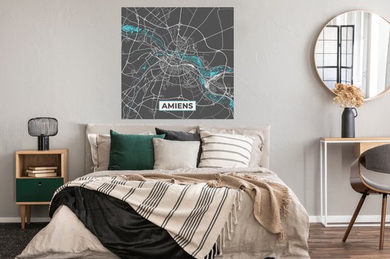 Affiche France - Carte - Plan de ville - Carte - Plan - Amiens - 100x100 cm XXL