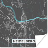 Poster Stadskaart – Plattegrond – Duitsland – Blauw – Heidelberg – Kaart - 50x50 cm