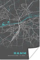Poster Stadskaart – Plattegrond – Duitsland – Blauw – Hamm – Kaart - 20x30 cm