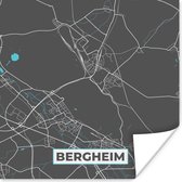 Poster City Map - Carte - Allemagne - Blauw - Bergheim - Carte - 75x75 cm
