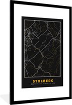 Fotolijst incl. Poster - Black and Gold – Stadskaart – Stolberg – Duitsland – Plattegrond – Kaart - 80x120 cm - Posterlijst
