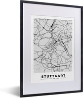 Fotolijst incl. Poster - Duitsland - Stadskaart - Plattegrond - Stuttgart - Kaart - 30x40 cm - Posterlijst