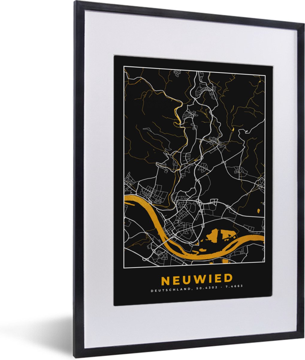 Poster met lijst België - Kaart - Plattegrond - Stadskaart - 30x40 cm