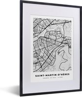 Fotolijst incl. Poster - Plattegrond - Kaart - Stadskaart - Frankrijk - Saint-Martin-d'Hères - 30x40 cm - Posterlijst