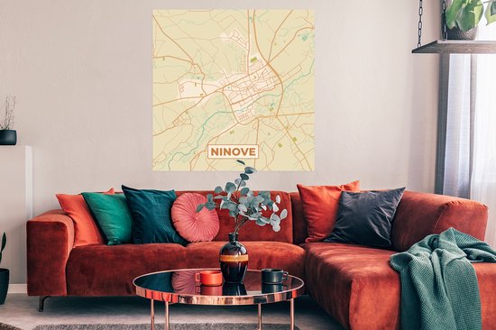 Affiche Ninove - Carte - België - Plan de la ville - Carte - 100x100 cm XXL