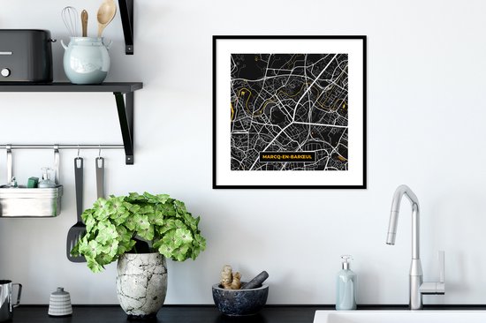 Affiche avec cadre France - Plan de ville -Marcq-en-Barœul - Carte - Carte - 40x40 cm