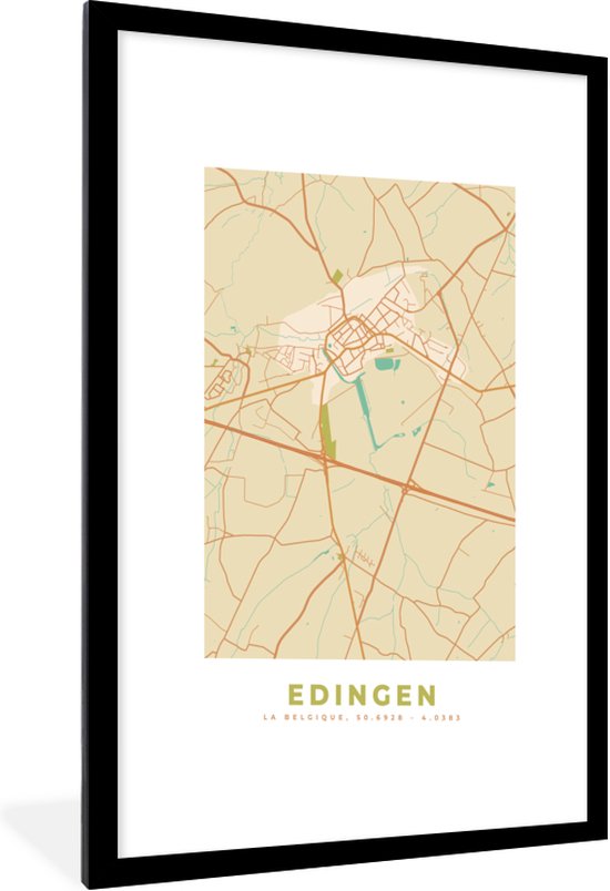 Fotolijst incl. Poster - Kaart - Vintage - Plattegrond - Stadskaart ...