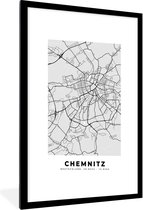 Fotolijst incl. Poster - Stadskaart - Duitsland - Chemnitz - Plattegrond - Kaart - 60x90 cm - Posterlijst