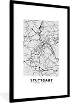 Fotolijst incl. Poster - Duitsland - Stadskaart - Plattegrond - Stuttgart - Kaart - 60x90 cm - Posterlijst