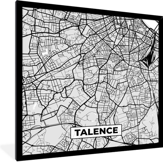 Fotolijst incl. Poster - Kaart - Stadskaart - Talence - Plattegrond - Frankrijk - 40x40 cm - Posterlijst