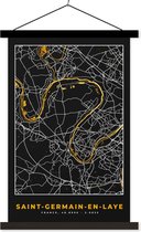 Porte-affiche avec Poster - Affiche scolaire - Plan - Carte - France - Saint-Germain-en-Laye - Plan de la ville - 60x90 cm - Lattes noires