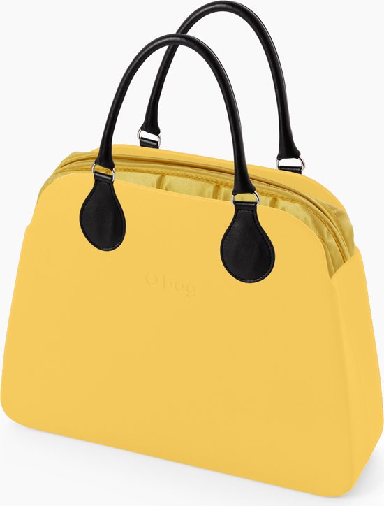 O bag reverse handtas in curry geel, compleet met korte handvatten in zwart  en satijn... | bol.com