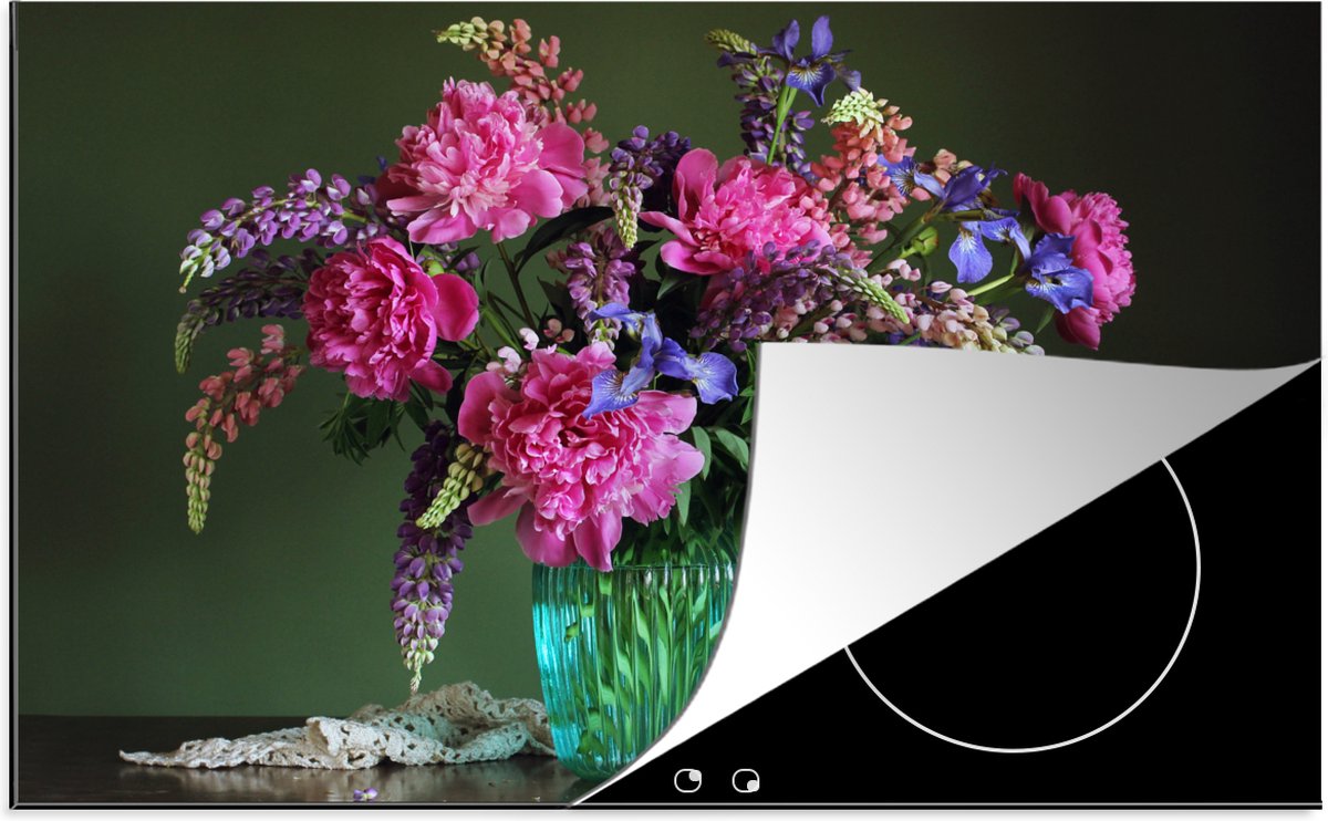 KitchenYeah® Inductie beschermer 76x51.5 cm - Kleuren - Bloemen - Stilleven - Kookplaataccessoires - Afdekplaat voor kookplaat - Inductiebeschermer - Inductiemat - Inductieplaat mat