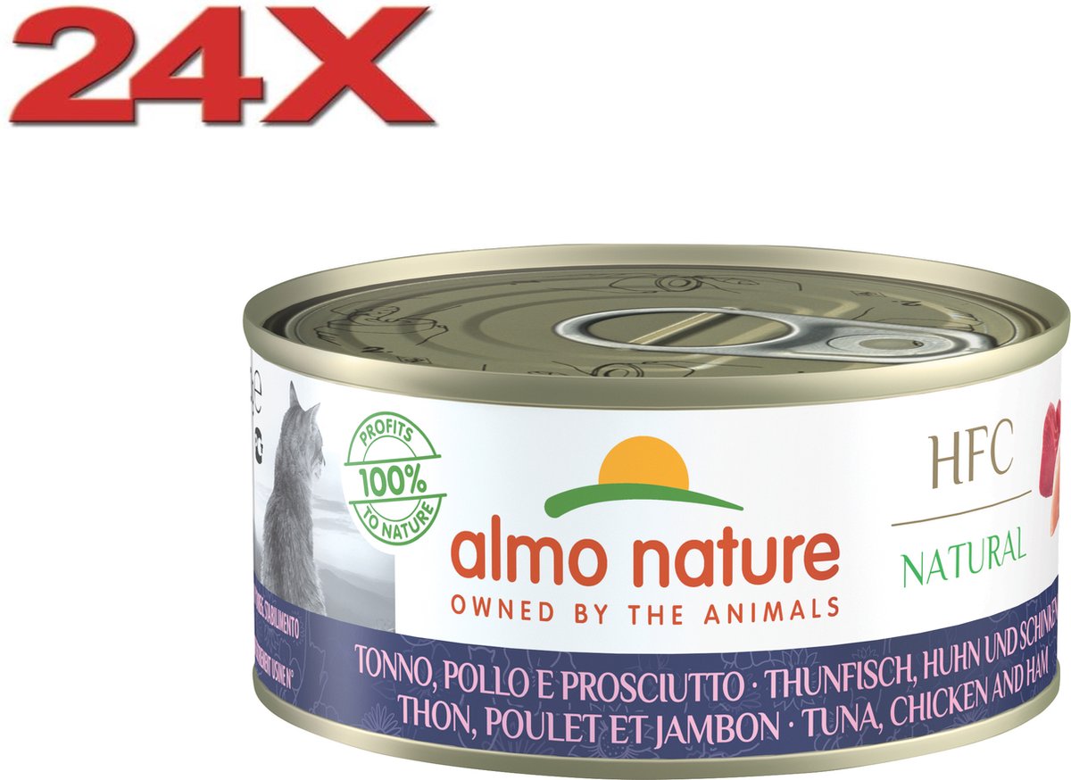 Almo Nature Almo Nature HFC Kattenvoer - Tonijn, Kip & Ham - 24x150gr