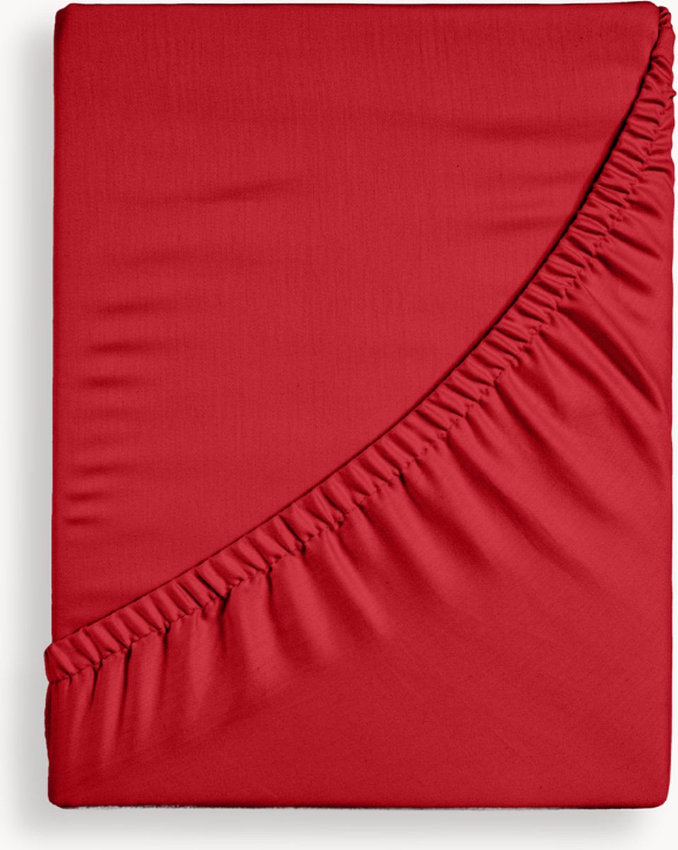 Y-NOT - Crispy Cotton Hoeslaken Matras - 140x200 - tot 25 cm matrasdikte - 100% Katoen - 180 draaddichtheid - Rood