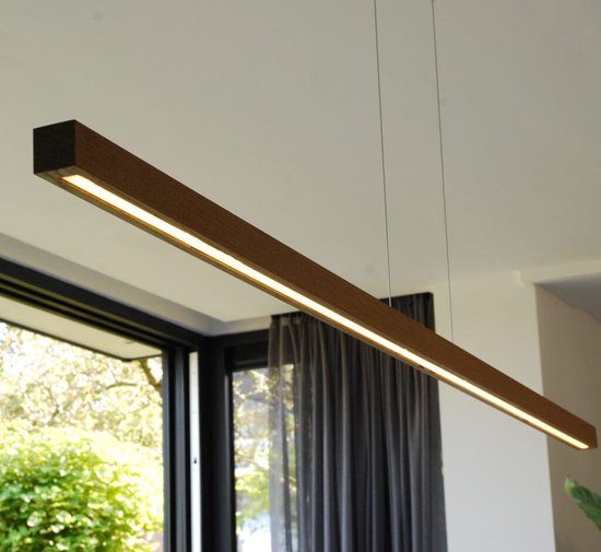 Design houten hanglamp met LED verlichting - ByLum 180 Wenge - Hanglamp hout zwart l Minimalistisch - 100% massief hout - Dimbaar - Hoogte instelbaar I BYLUM180W